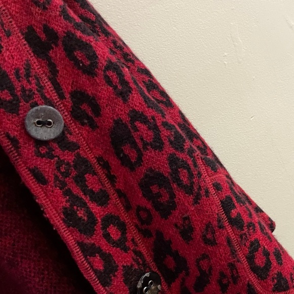 Ruby Rd. Red and Black Animal Print Cape Style Cardigan Plus-Size Fall Chic Work - Picture 5 of 6